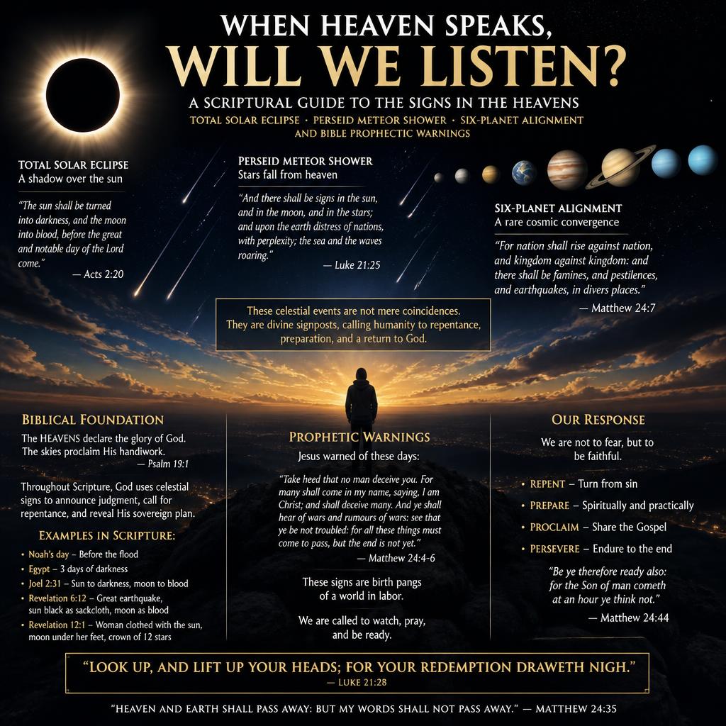 Signs in the Heavens: What Does the Bible Say About the Solar Eclipse, Meteor Shower, and Six-Planet Alignment?